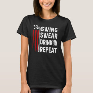 Camiseta Golfe Repetitivo de Swing Swear Drink
