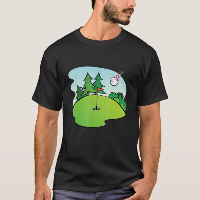 Camiseta Golfer Birf Feliz Birdie Para Mim Pai Filho (Frente)