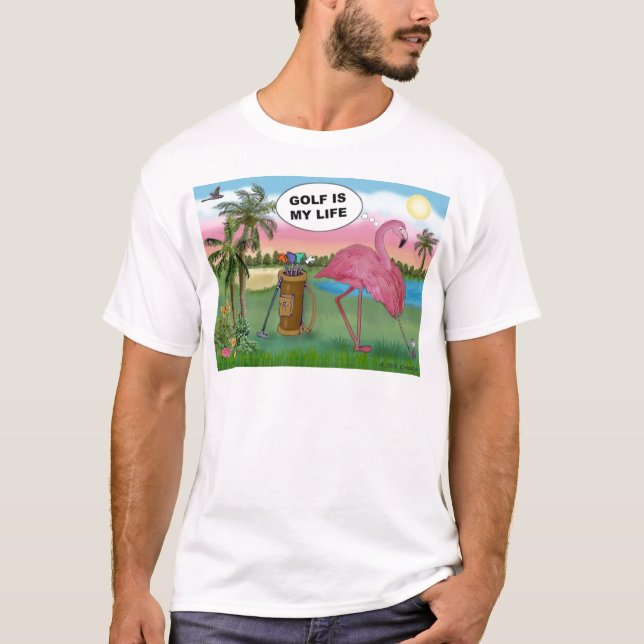 Camiseta Golfer Flamingo - Golfe é minha vida (Frente)