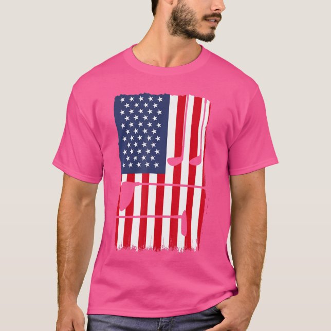 Camiseta Golfer Patriótico Americano Bandeira Golfing Estad (Frente)