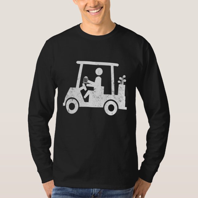 Camiseta Golfer segurando Cerveja Engraçado Golfe Ouvindo P (Frente)