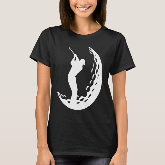 Camiseta Golfer Swinging Golf Club in Golf Ball Silhouette (Frente)