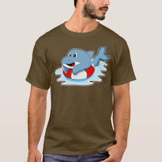 Camiseta Golfinho a Nadar com anel de Natação