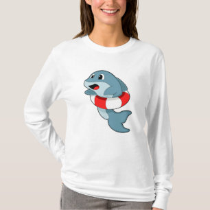 Camiseta Golfinho a Nadar com anel de Natação