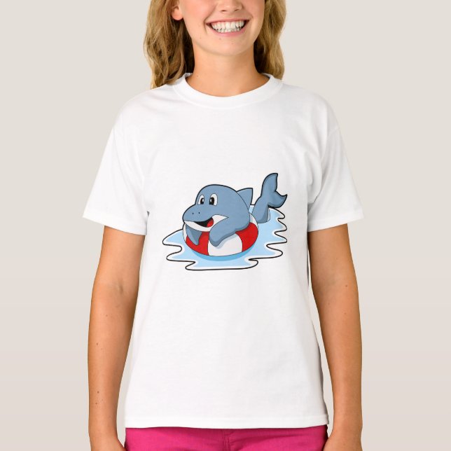 Camiseta Golfinho a Nadar com anel de Natação.PNG (Frente)