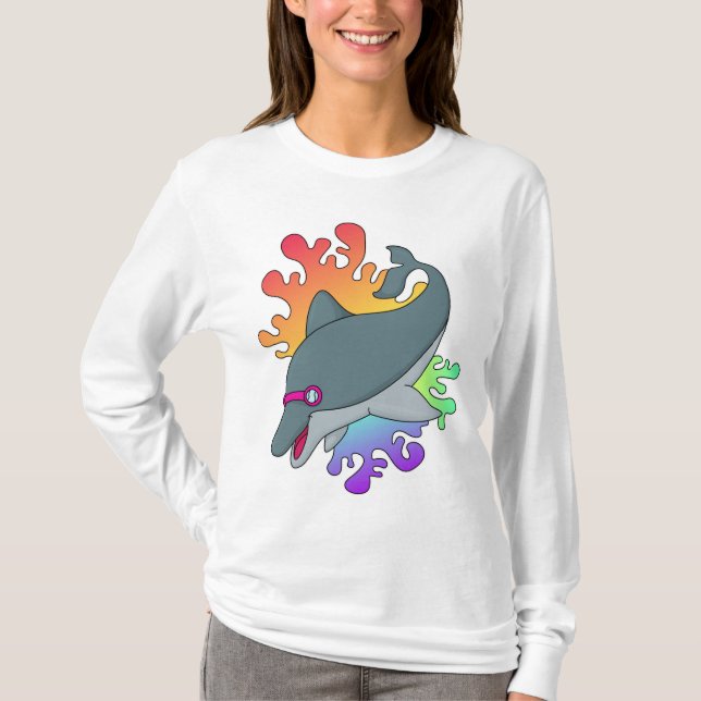 Camiseta Golfinho a Nadar com óculos de natação (Frente)