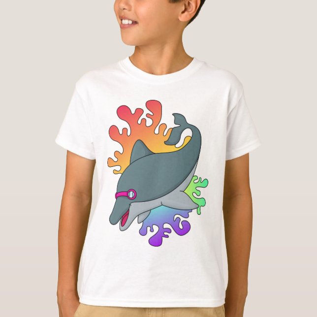 Camiseta Golfinho a Nadar com óculos de natação (Frente)
