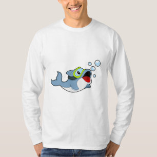 Camiseta Golfinho ao mergulho com bolhas de água.PNG