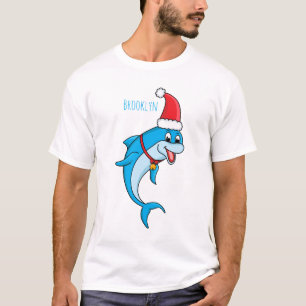 Camiseta Golfinho bonito com desenho animado de Papai Noel