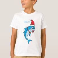 Golfinho bonito com desenho animado de Papai Noel
