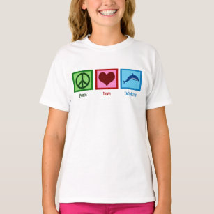 Camiseta Golfinho Bonito Mascote Paz Amor Golfinhos Criança