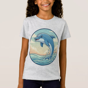 Camiseta Golfinho Brincalhão Saltando Sobre as Ondas