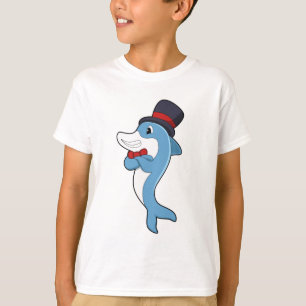 Camiseta Golfinho como cavalheiro com chapéu