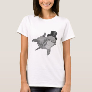 Camiseta Golfinho como cavalheiro com chapéu superior