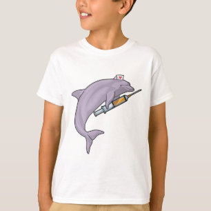 Camiseta Golfinho como Enfermeiro com Seringa