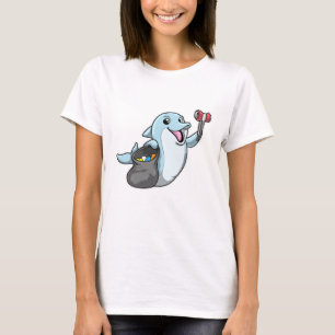 Camiseta Golfinho como Limpador com Saco de Lixo