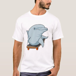 Camiseta Golfinho como Patinador com Skate