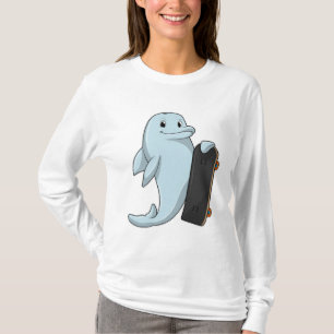 Camiseta Golfinho como Patinador com skate