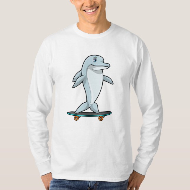 Camiseta Golfinho como Patinador com skate (Frente)