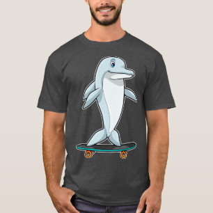 Camiseta Golfinho como Patinador com skate 2