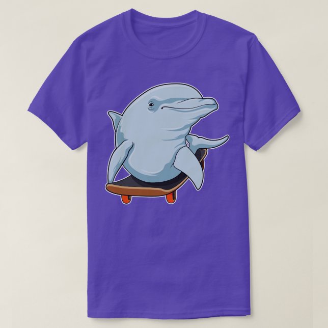 Camiseta Golfinho como Patinador com skate 3 (Frente do Design)