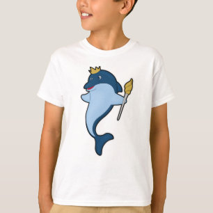 Camiseta Golfinho como rei com Funcionarios e coroa