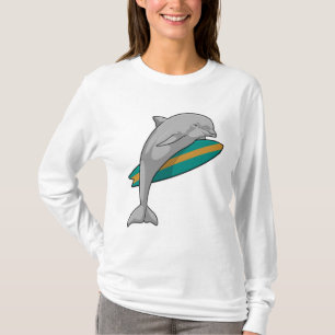 Camiseta Golfinho como Surfer com Surfboard