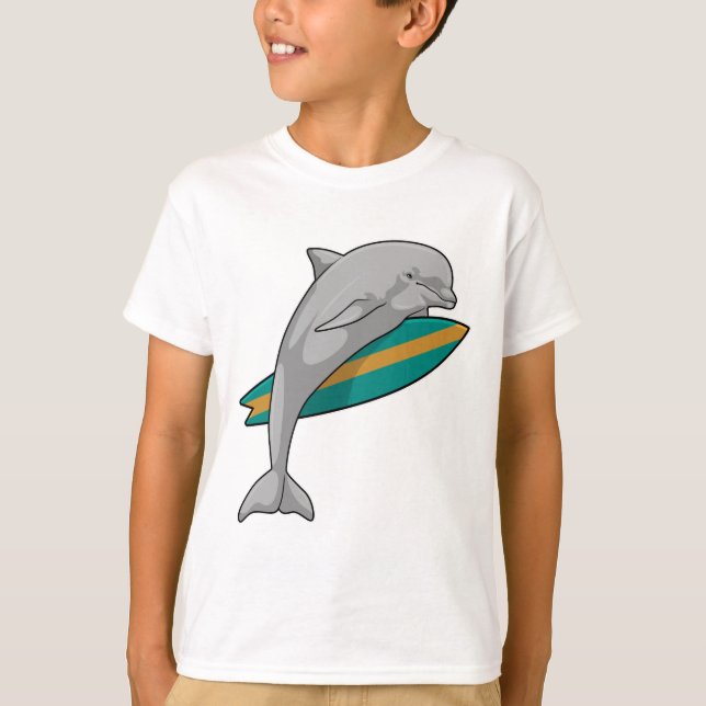 Camiseta Golfinho como Surfer com Surfboard (Frente)