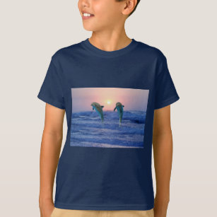 Camiseta Golfinho de Gargalos no nascer do sol