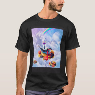 Camiseta Golfinho De Gato Em Nuvens E Waffles