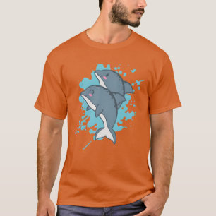 Camiseta Golfinho em estilo Kawaii japonês Família animal
