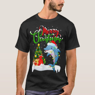 Camiseta Golfinho Engraçado Amante de Peixes Iluminação de 