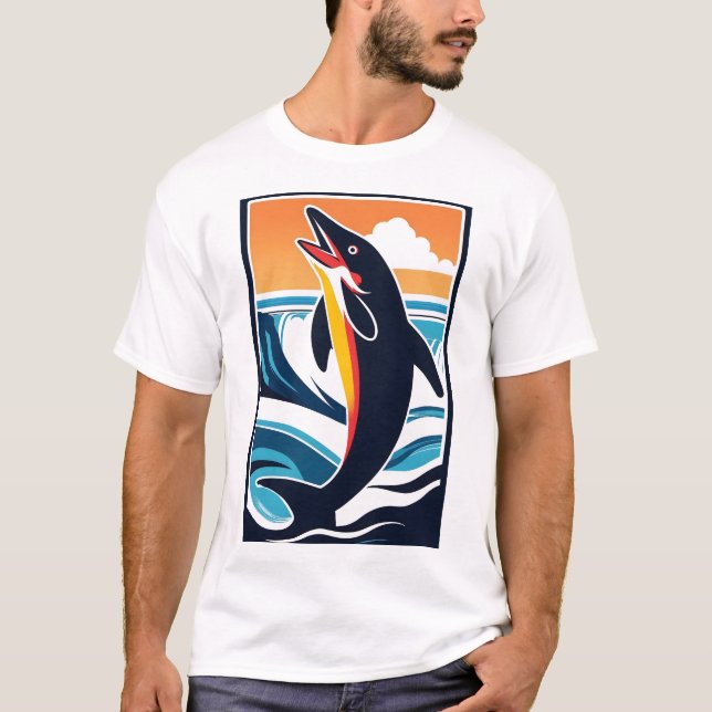 Camiseta Golfinho no Mar - Vida Marinha Majestosa (Frente)