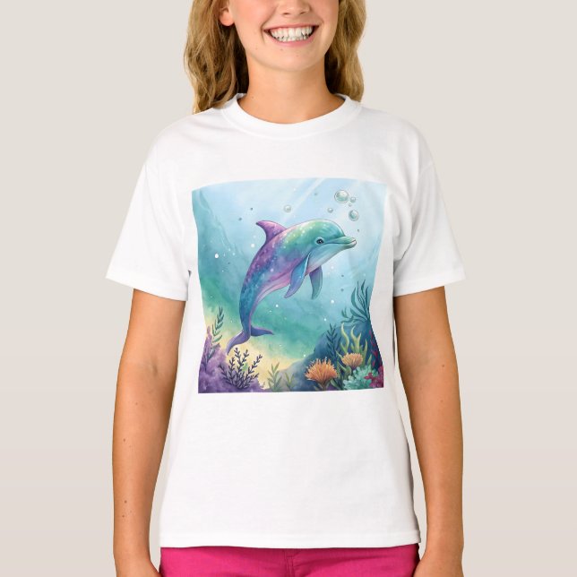Camiseta Golfinho pintado à aguarela (Frente)