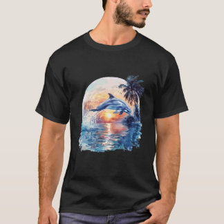 Camiseta Golfinho Pôr-do-Sol Oceano Mar Golfinho Mar Oceano