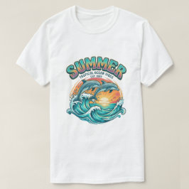 Camiseta Golfinho retrô tropical / férias de verão na praia