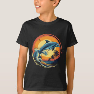 Camiseta Golfinho Surfando Mar Oceano Pôr do Sol Golfinho M