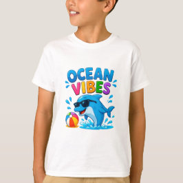 Camiseta 🐬 Golfinho Tropical de Verão Gráfico Para Criança