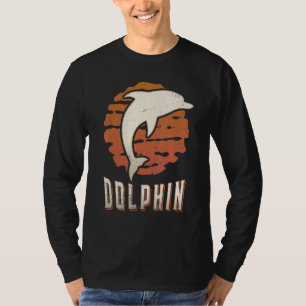 Camiseta Golfinho Vintage Retro Clássico Animal Pôr do Sol