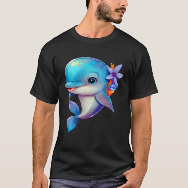 Camiseta Golfinhos Baleias Animais do Mar de Mergulho no Oc (Frente)