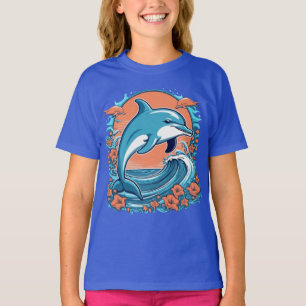 Camiseta Golfinhos bonitos saltando no oceano T-Shirt