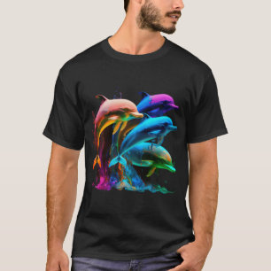 Camiseta Golfinhos Coloridos - Adesivo Incrível