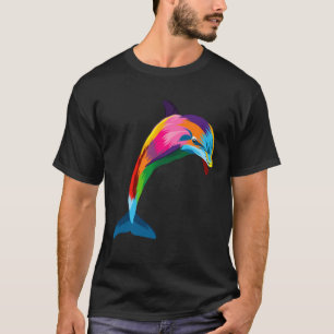 Camiseta Golfinhos Coloridos Animais Aquarela Pintura Dolph