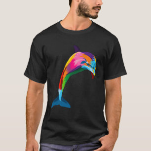 Camiseta Golfinhos Coloridos Animais Aquarela Pintura Dolph