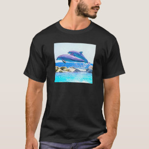 Camiseta Golfinhos De Gargalose Atlântica Quebrando Água