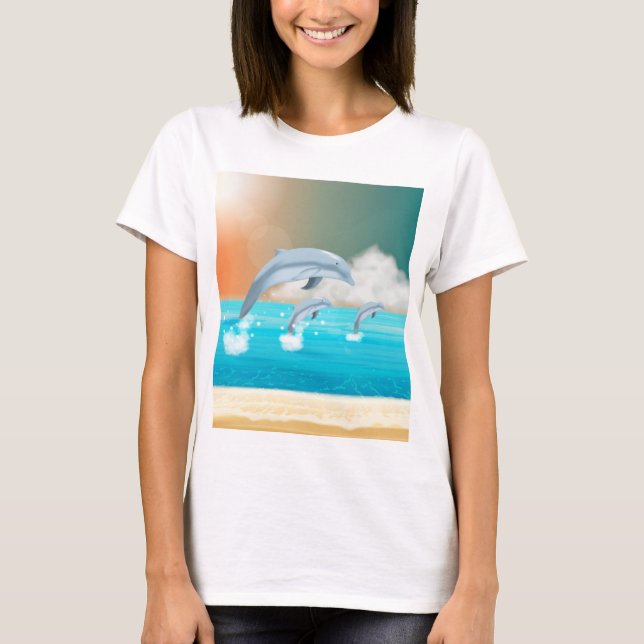 Camiseta golfinhos respirando no oceano (Frente)