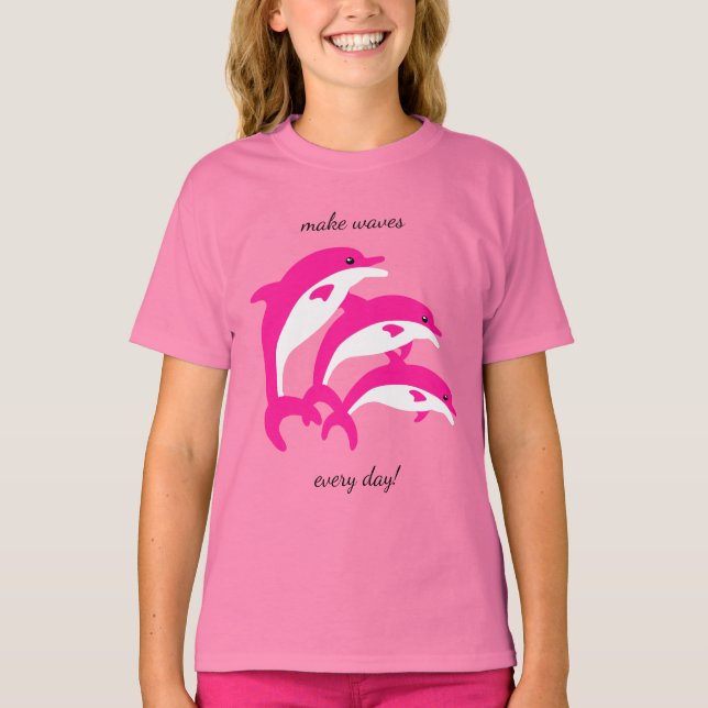 Camiseta Golfinhos Rosa Dançantes (Frente)