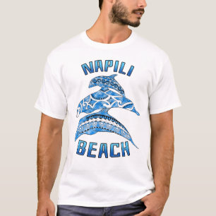Camiseta Golfinhos Tribais De Vacinação De Napili Beach Haw