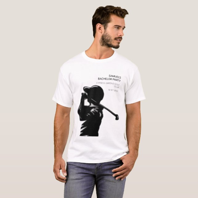 Camiseta Golfista negro Viagem de golfe Despedidão minimali (Frente Completa)