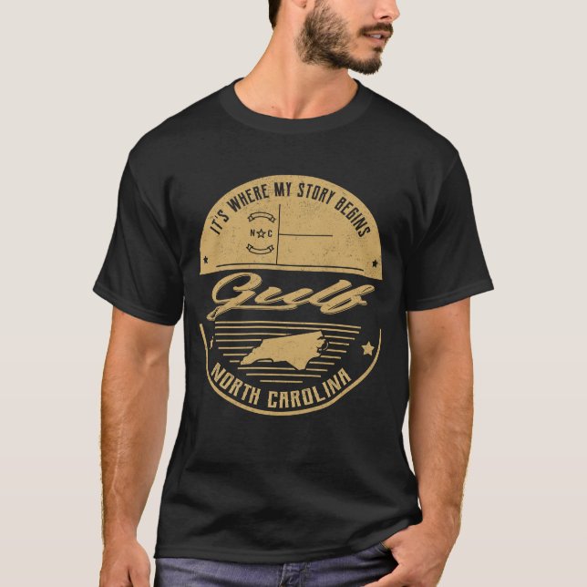 Camiseta Golfo Carolina do Norte É onde minha história come (Frente)